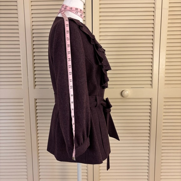 Tabitha by Anthropologie Ruffled Jacket Wool Plum Purple 12 - Picture 6 of 11